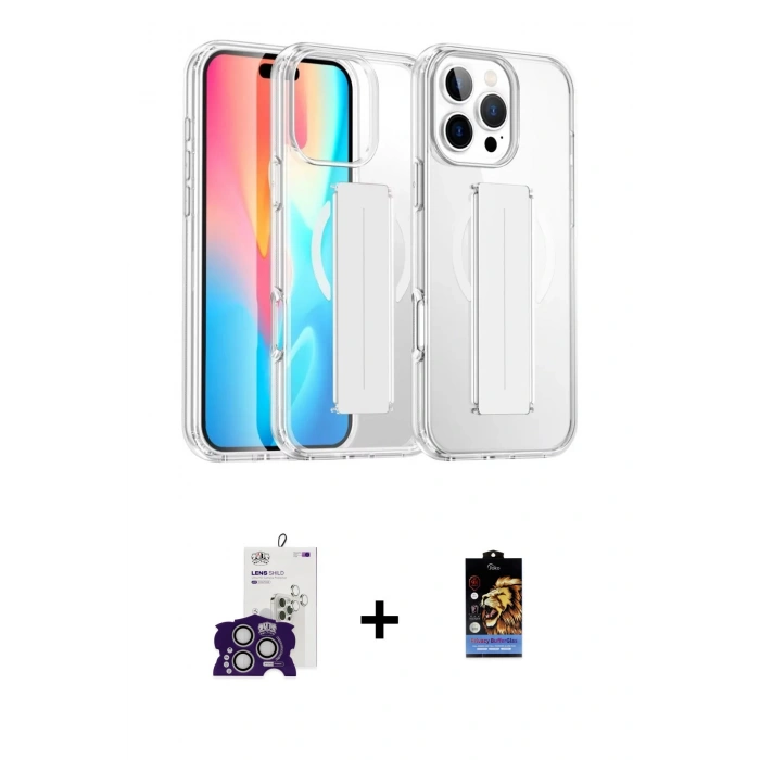 MARSİLYAN™- iPhone 16 Pro Max Kılıf Nova Işık Koleksiyonu - Siyah Buffer Hayalet Cam Ekran Koruyucu + Bilvis Titan Kamera Lens - GS