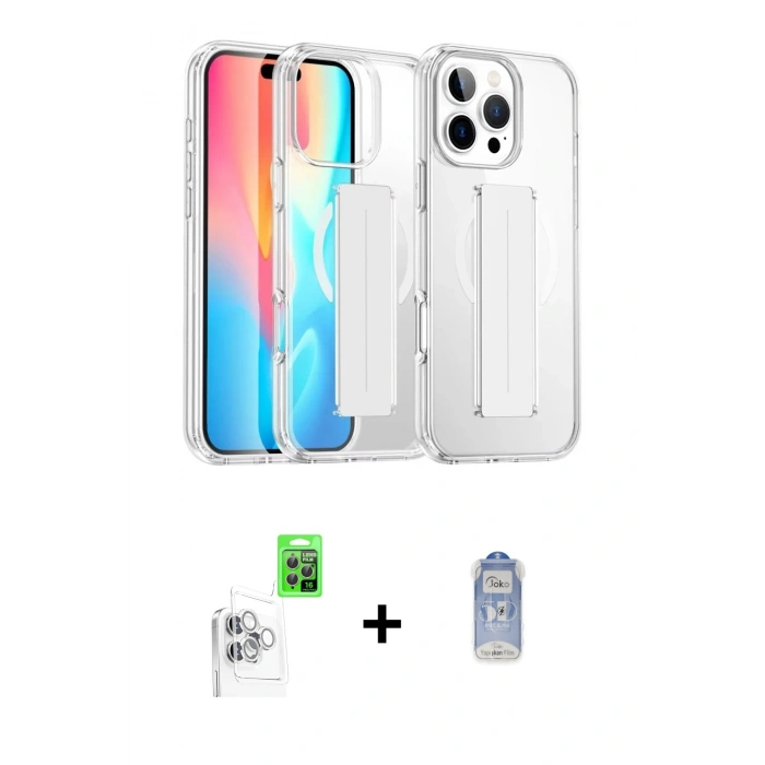 MARSİLYAN™- iPhone 16 Pro Max Kılıf Nova Işık Koleksiyonu - Siyah Joko Magic 5D Cam + Raze Metal Kamera Lens - BZ