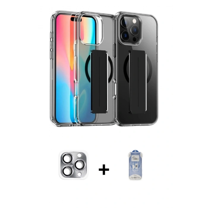 MARSİLYAN™- iPhone 16 Pro Max Kılıf Nova Işık Koleksiyonu - Siyah Joko Magic 5D Cam + Pers Alüminyum Kamera Lens - GI