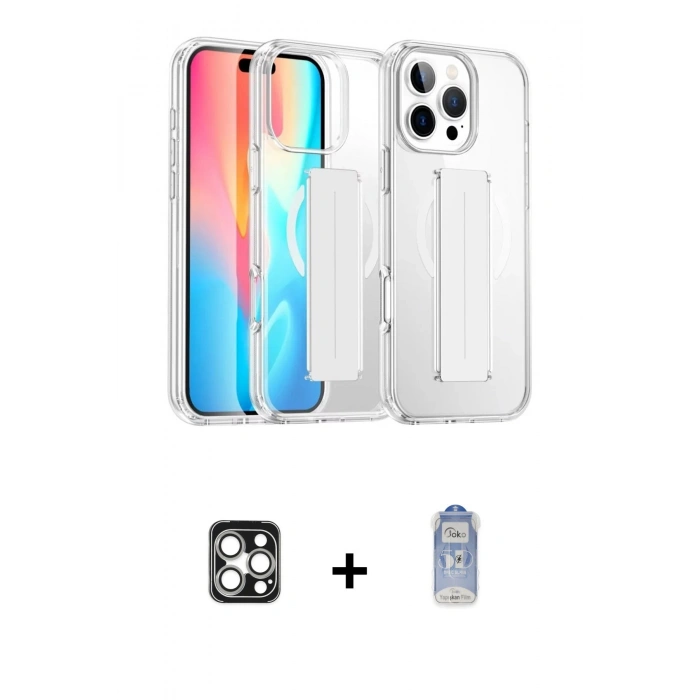 MARSİLYAN™- iPhone 16 Pro Max Kılıf Nova Işık Koleksiyonu - Siyah Joko Magic 5D Cam + Gümüş PVD Metal Kamera Lens