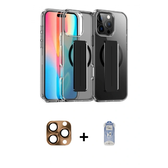 MARSİLYAN™- iPhone 16 Pro Max Kılıf Nova Işık Koleksiyonu - Siyah Joko Magic 5D Cam + Pers Alüminyum Kamera Lens - CLTM