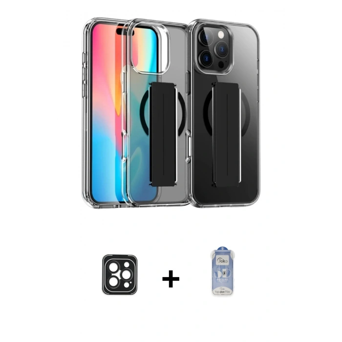 MARSİLYAN™- iPhone 16 Pro Max Kılıf Nova Işık Koleksiyonu - Siyah Joko Magic 5D Cam + PVD Metal Kamera Lens - SH