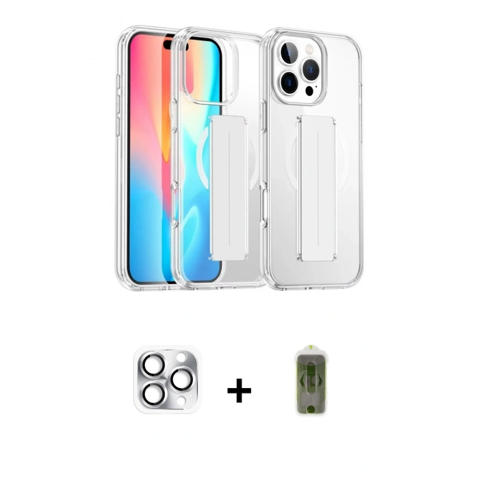 MARSİLYAN™- iPhone 16 Pro Max Kılıf Nova Işık Koleksiyonu - Siyah Joko Magic 5D Hayalet Cam + Gümüş Pers Alüminyum Kamera Lens