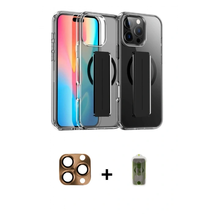 MARSİLYAN™- iPhone 16 Pro Max Kılıf Nova Işık Koleksiyonu - Siyah Joko Magic 5D Hayalet Cam + Pers Alüminyum Kamera Lens - CLTM