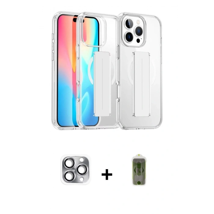 MARSİLYAN™- iPhone 16 Pro Max Kılıf Nova Işık Koleksiyonu - Siyah Joko Magic 5D Hayalet Cam + Pers Alüminyum Kamera Lens - GI