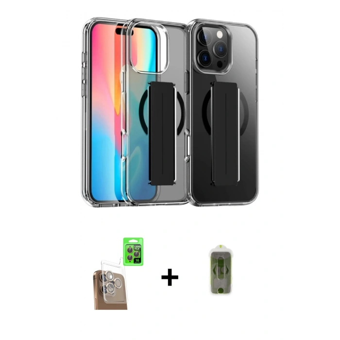 MARSİLYAN™- iPhone 16 Pro Max Kılıf Nova Işık Koleksiyonu - Siyah Joko Magic 5D Hayalet Cam + Raze Metal Kamera Lens - CLTM