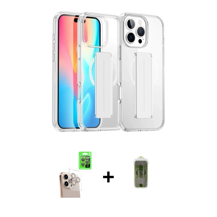 MARSİLYAN™- iPhone 16 Pro Max Kılıf Nova Işık Koleksiyonu - Siyah Joko Magic 5D Hayalet Cam + Raze Metal Kamera Lens - NLGY
