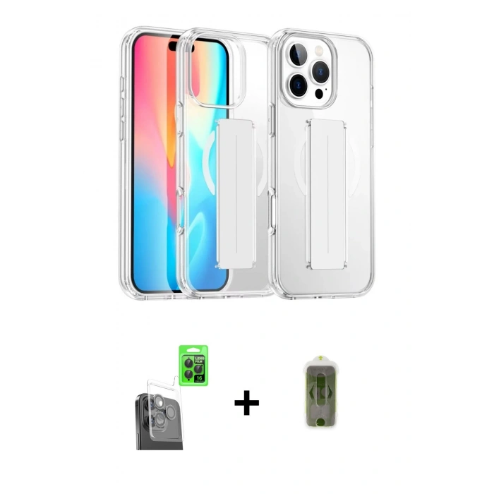 MARSİLYAN™- iPhone 16 Pro Max Kılıf Nova Işık Koleksiyonu - Siyah Joko Magic 5D Hayalet Cam + Raze Metal Kamera Lens - SH