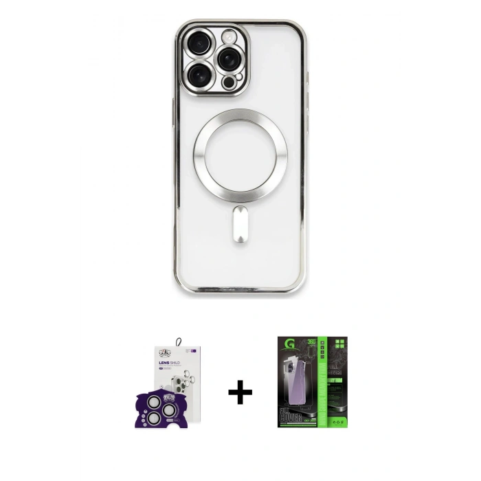 MARSİLYAN™- iPhone 16 Pro Max Kılıf Nova Işık Özel Seri - Şeffaf 360 Full Body Arka Koruyucu + Bilvis Titan Kamera Lens - GS