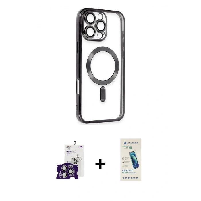 MARSİLYAN™- iPhone 16 Pro Max Kılıf Nova Işık Özel Seri - Şeffaf Pasifik Cam Ekran Koruyucu + Bilvis Titan Kamera Lens - GS