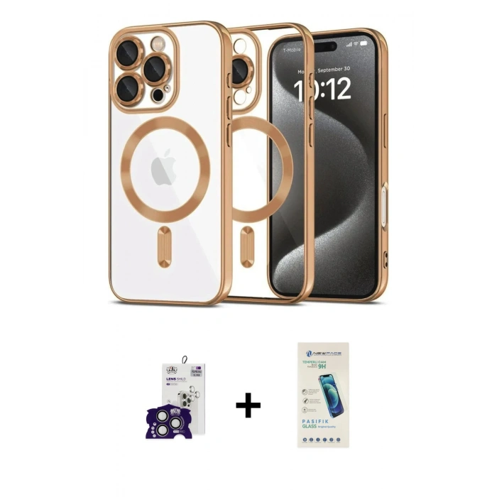 MARSİLYAN™- iPhone 16 Pro Max Kılıf Nova Işık Özel Seri - Şeffaf Pasifik Cam Ekran Koruyucu + Bilvis Titan Kamera Lens - TMGI