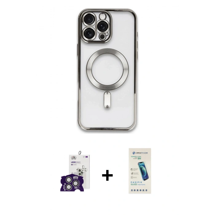 MARSİLYAN™- iPhone 16 Pro Max Kılıf Nova Işık Özel Seri - Şeffaf Pasifik Cam Ekran Koruyucu + Bilvis Titan Kamera Lens - GS