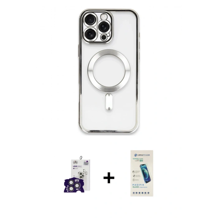 MARSİLYAN™- iPhone 16 Pro Max Kılıf Nova Işık Özel Seri - Şeffaf Pasifik Cam Ekran Koruyucu + Bilvis Titan Kamera Lens - TMGI