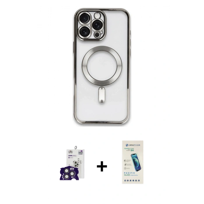 MARSİLYAN™- iPhone 16 Pro Max Kılıf Nova Işık Özel Seri - Şeffaf Pasifik Cam Ekran Koruyucu + Bilvis Titan Kamera Lens - TMGI