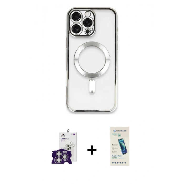 MARSİLYAN™- iPhone 16 Pro Max Kılıf Nova Işık Özel Seri - Şeffaf Pasifik Cam Ekran Koruyucu + Bilvis Titan Kamera Lens - GS