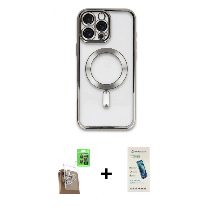 MARSİLYAN™- iPhone 16 Pro Max Kılıf Nova Işık Özel Seri - Şeffaf Pasifik Cam Ekran Koruyucu + Raze Metal Kamera Lens - CLTM