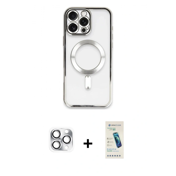 MARSİLYAN™- iPhone 16 Pro Max Kılıf Nova Işık Özel Seri - Şeffaf Pasifik Cam Ekran Koruyucu + Pers Alüminyum Kamera Lens - GS