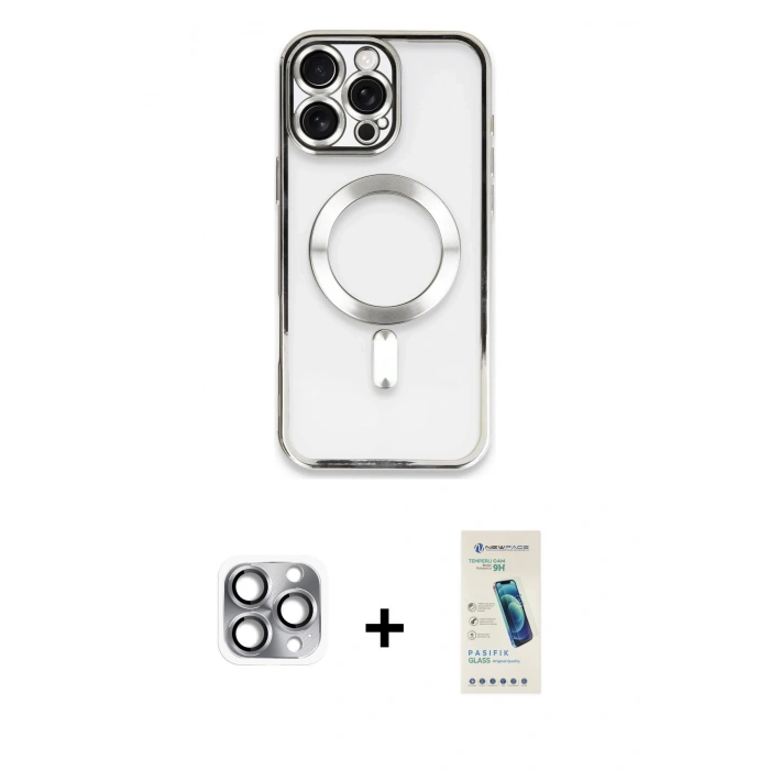 MARSİLYAN™- iPhone 16 Pro Max Kılıf Nova Işık Özel Seri - Şeffaf Pasifik Cam Ekran Koruyucu + Pers Alüminyum Kamera Lens - GI