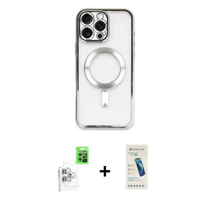 MARSİLYAN™- iPhone 16 Pro Max Kılıf Nova Işık Özel Seri - Şeffaf Pasifik Cam Ekran Koruyucu + Raze Metal Kamera Lens - BZ
