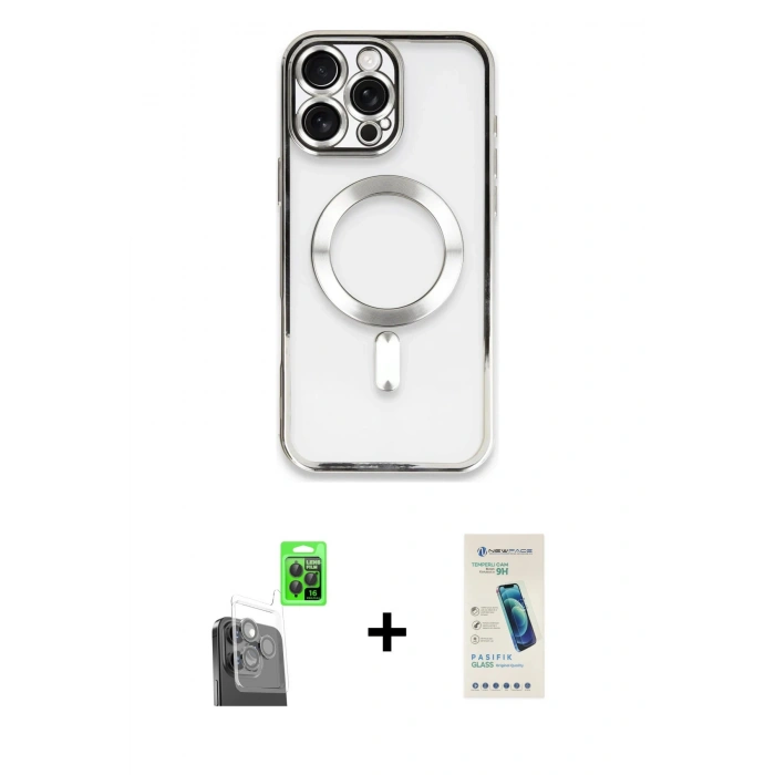MARSİLYAN™- iPhone 16 Pro Max Kılıf Nova Işık Özel Seri - Şeffaf Pasifik Cam Ekran Koruyucu + Raze Metal Kamera Lens - SH