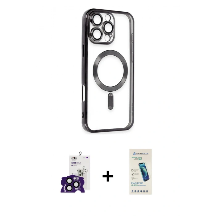 MARSİLYAN™- iPhone 16 Pro Max Kılıf Nova Işık Özel Seri - Şeffaf Pasifik Cam Ekran Koruyucu + Bilvis Titan Kamera Lens - SH
