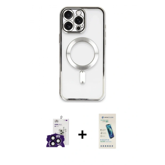 MARSİLYAN™- iPhone 16 Pro Max Kılıf Nova Işık Özel Seri - Şeffaf Pasifik Cam Ekran Koruyucu + Bilvis Titan Kamera Lens - SH