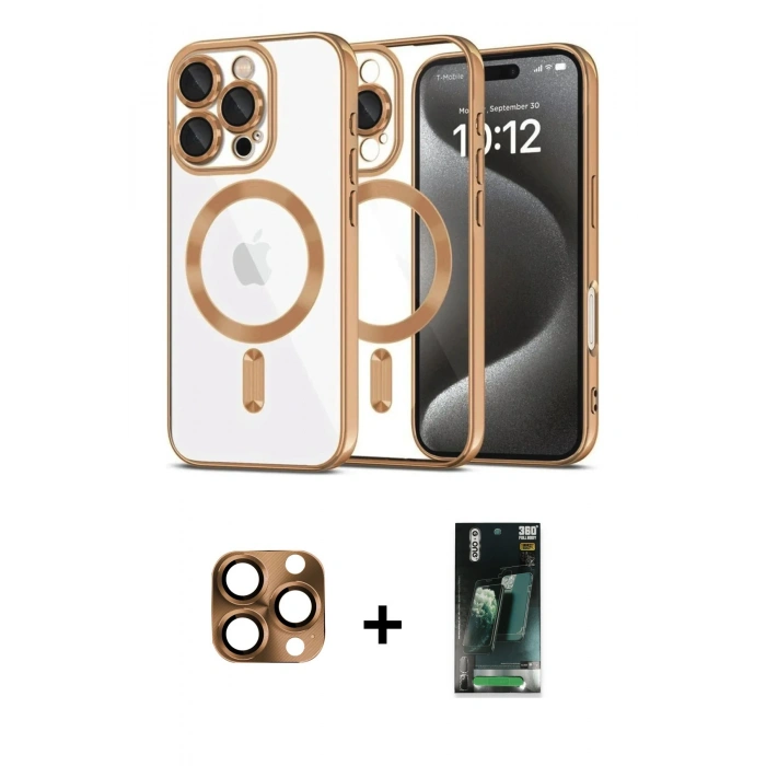 MARSİLYAN™- iPhone 16 Pro Max Kılıf Nova Işık Özel Seri - Siyah 360 Mat Full Body Arka Koruyucu + Pers Alüminyum Kamera Lens - CLTM