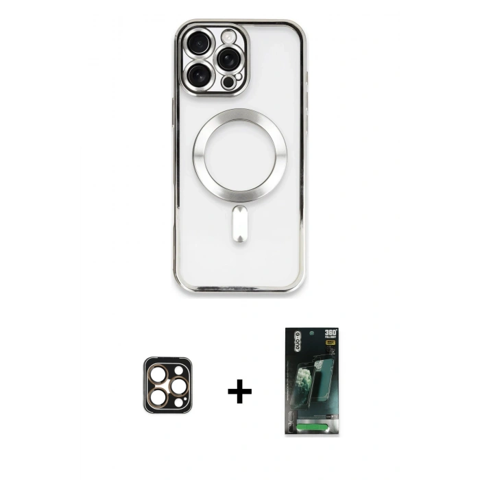 MARSİLYAN™- iPhone 16 Pro Max Kılıf Nova Işık Özel Seri - Siyah 360 Mat Full Body Arka Koruyucu + PVD Metal Kamera Lens - GD
