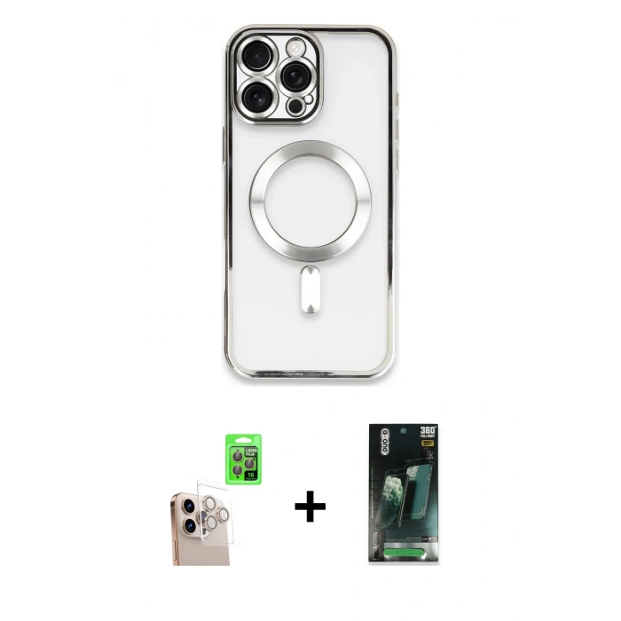MARSİLYAN™- iPhone 16 Pro Max Kılıf Nova Işık Özel Seri - Siyah 360 Mat Full Body Arka Koruyucu + Raze Metal Kamera Lens - NLGY