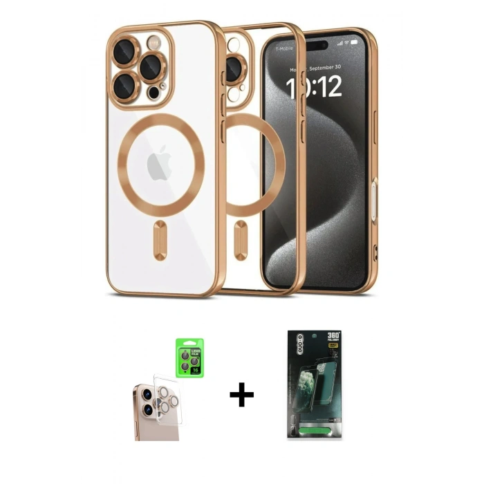 MARSİLYAN™- iPhone 16 Pro Max Kılıf Nova Işık Özel Seri - Siyah 360 Mat Full Body Arka Koruyucu + Raze Metal Kamera Lens - NLGY