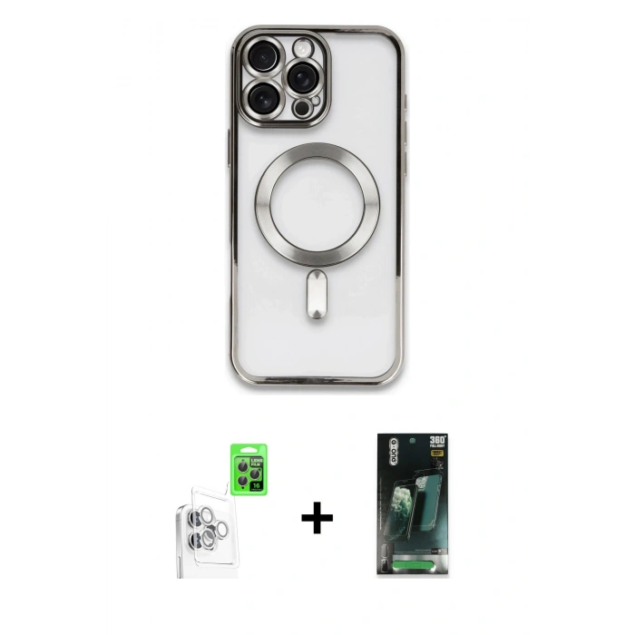 MARSİLYAN™- iPhone 16 Pro Max Kılıf Nova Işık Özel Seri - Siyah 360 Mat Full Body Arka Koruyucu + Raze Metal Kamera Lens - BZ