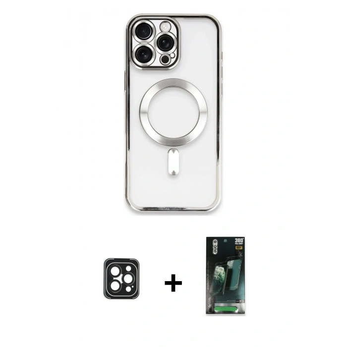 MARSİLYAN™- iPhone 16 Pro Max Kılıf Nova Işık Özel Seri - Siyah 360 Mat Full Body Arka Koruyucu + PVD Metal Kamera Lens - SH