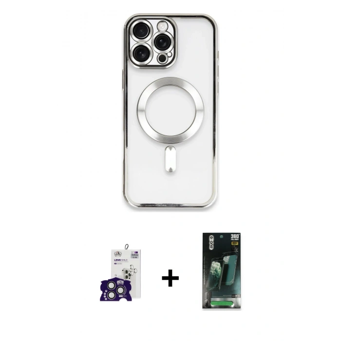 MARSİLYAN™- iPhone 16 Pro Max Kılıf Nova Işık Özel Seri - Siyah 360 Mat Full Body Arka Koruyucu + Bilvis Titan Kamera Lens - TMGI