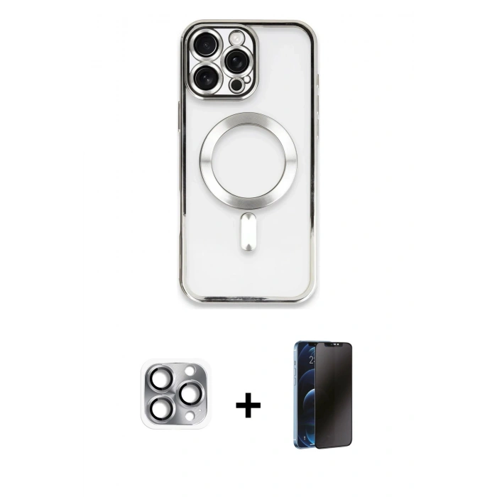 MARSİLYAN™- iPhone 16 Pro Max Kılıf Nova Işık Özel Seri - Siyah 3D Antistatik Hayalet Cam Ekran Koruyucu + Pers Alüminyum Kamera Lens - GI