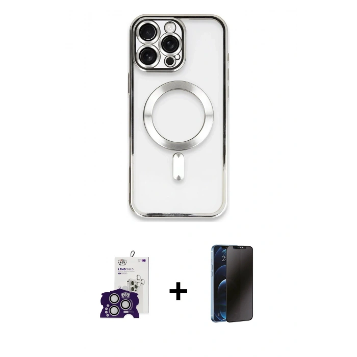 MARSİLYAN™- iPhone 16 Pro Max Kılıf Nova Işık Özel Seri - Siyah 3D Antistatik Hayalet Cam Ekran Koruyucu + Bilvis Titan Kamera Lens - GS