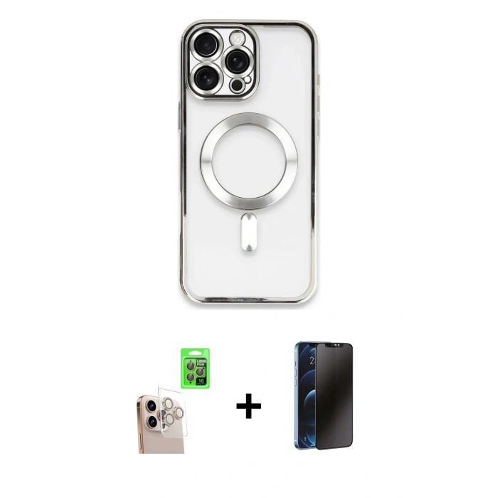 MARSİLYAN™- iPhone 16 Pro Max Kılıf Nova Işık Özel Seri - Siyah 3D Antistatik Hayalet Cam Ekran Koruyucu + Raze Metal Kamera Lens - NLGY