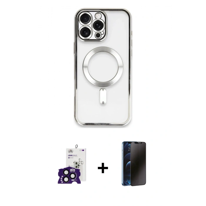MARSİLYAN™- iPhone 16 Pro Max Kılıf Nova Işık Özel Seri - Siyah 3D Antistatik Hayalet Cam Ekran Koruyucu + Bilvis Titan Kamera Lens - SH