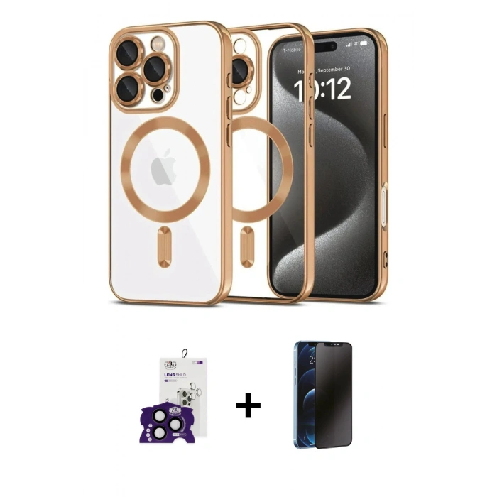 MARSİLYAN™- iPhone 16 Pro Max Kılıf Nova Işık Özel Seri - Siyah 3D Antistatik Hayalet Cam Ekran Koruyucu + Bilvis Titan Kamera Lens - SH