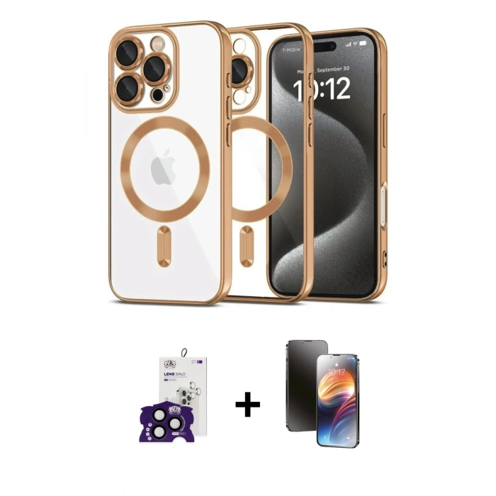 MARSİLYAN™- iPhone 16 Pro Max Kılıf Nova Işık Özel Seri - Siyah 3D Antistatik Mat Seramik Nano Ekran Koruyucu + Bilvis Titan Kamera Lens - SH