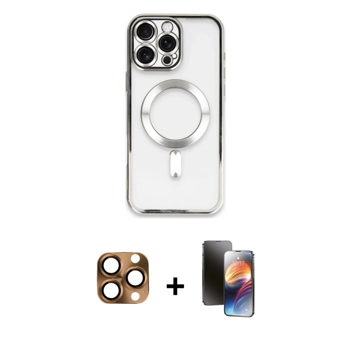 MARSİLYAN™- iPhone 16 Pro Max Kılıf Nova Işık Özel Seri - Siyah 3D Antistatik Mat Seramik Nano Ekran Koruyucu + Pers Alüminyum Kamera Lens - CLTM