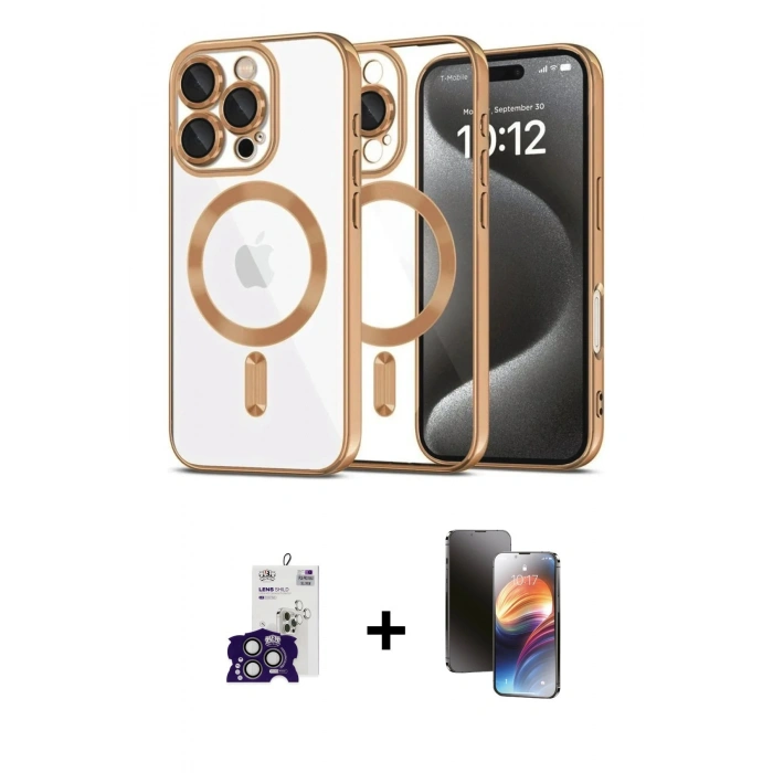 MARSİLYAN™- iPhone 16 Pro Max Kılıf Nova Işık Özel Seri - Siyah 3D Antistatik Mat Seramik Nano Ekran Koruyucu + Bilvis Titan Kamera Lens - TMGI