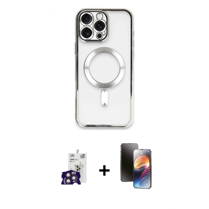 MARSİLYAN™- iPhone 16 Pro Max Kılıf Nova Işık Özel Seri - Siyah 3D Antistatik Mat Seramik Nano Ekran Koruyucu + Bilvis Titan Kamera Lens - TMGI