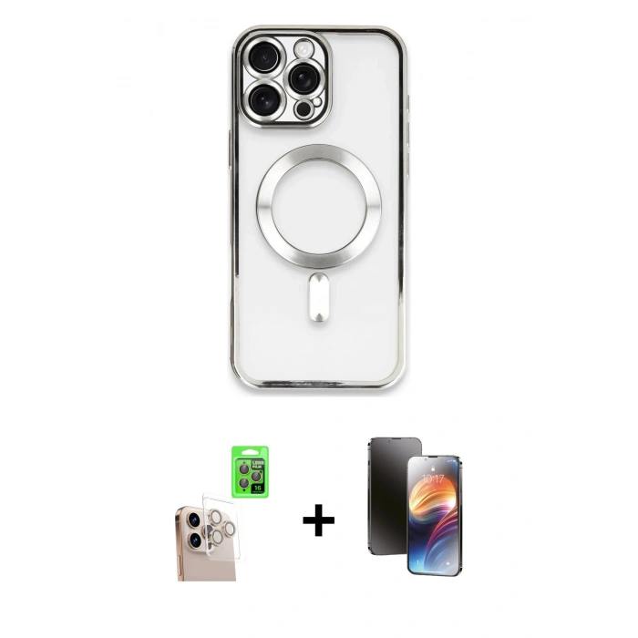 MARSİLYAN™- iPhone 16 Pro Max Kılıf Nova Işık Özel Seri - Siyah 3D Antistatik Mat Seramik Nano Ekran Koruyucu + Raze Metal Kamera Lens - NLGY