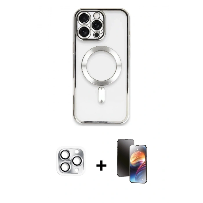 MARSİLYAN™- iPhone 16 Pro Max Kılıf Nova Işık Özel Seri - Siyah 3D Antistatik Mat Seramik Nano Ekran Koruyucu + Pers Alüminyum Kamera Lens - GS