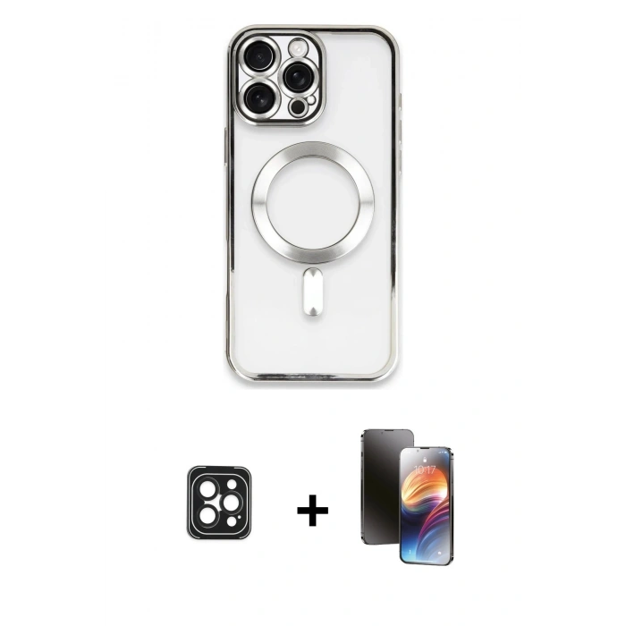 MARSİLYAN™- iPhone 16 Pro Max Kılıf Nova Işık Özel Seri - Siyah 3D Antistatik Mat Seramik Nano Ekran Koruyucu + Siyah PVD Metal Kamera Lens
