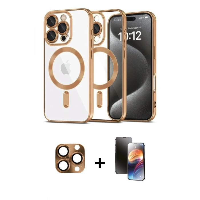 MARSİLYAN™- iPhone 16 Pro Max Kılıf Nova Işık Özel Seri - Siyah 3D Antistatik Mat Seramik Nano Ekran Koruyucu + Pers Alüminyum Kamera Lens - CLTM