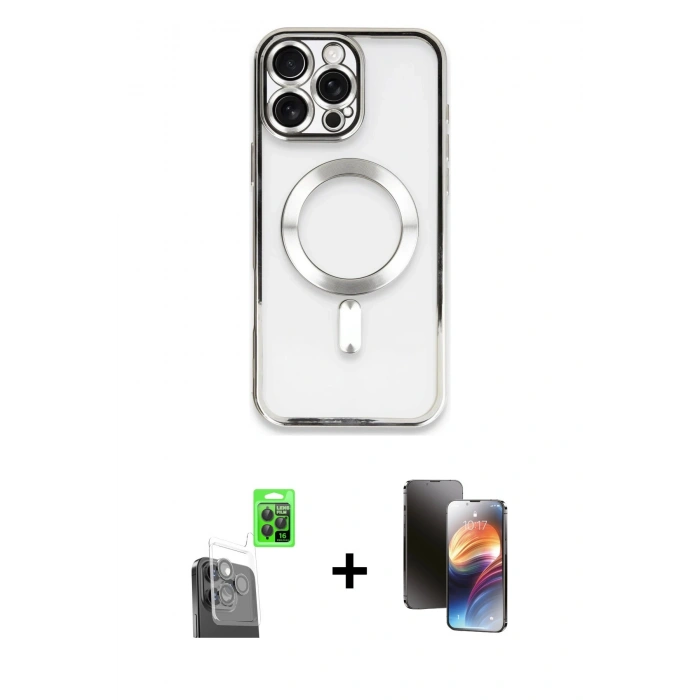 MARSİLYAN™- iPhone 16 Pro Max Kılıf Nova Işık Özel Seri - Siyah 3D Antistatik Mat Seramik Nano Ekran Koruyucu + Raze Metal Kamera Lens - SH