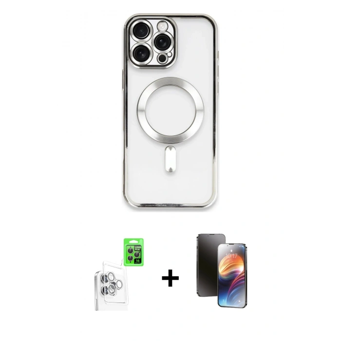 MARSİLYAN™- iPhone 16 Pro Max Kılıf Nova Işık Özel Seri - Siyah 3D Antistatik Mat Seramik Nano Ekran Koruyucu + Raze Metal Kamera Lens - BZ