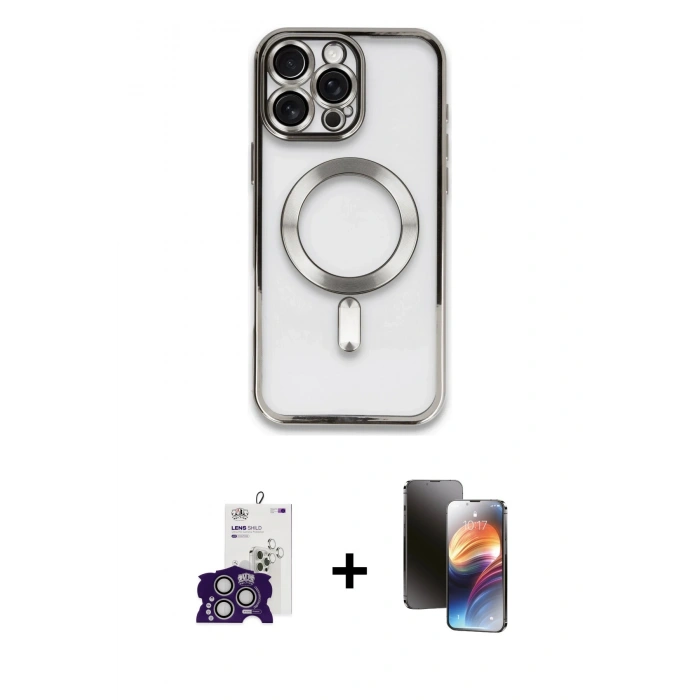 MARSİLYAN™- iPhone 16 Pro Max Kılıf Nova Işık Özel Seri - Siyah 3D Antistatik Mat Seramik Nano Ekran Koruyucu + Bilvis Titan Kamera Lens - GS