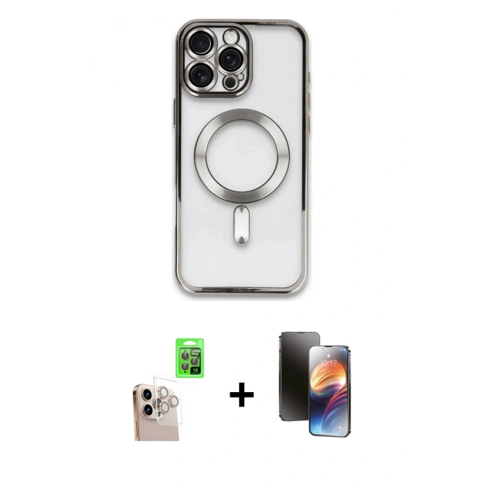 MARSİLYAN™- iPhone 16 Pro Max Kılıf Nova Işık Özel Seri - Siyah 3D Antistatik Mat Seramik Nano Ekran Koruyucu + Raze Metal Kamera Lens - NLGY